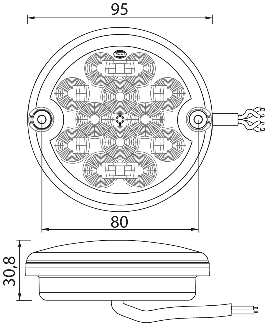 Universal 95mm LED Rear Fog Light - Single