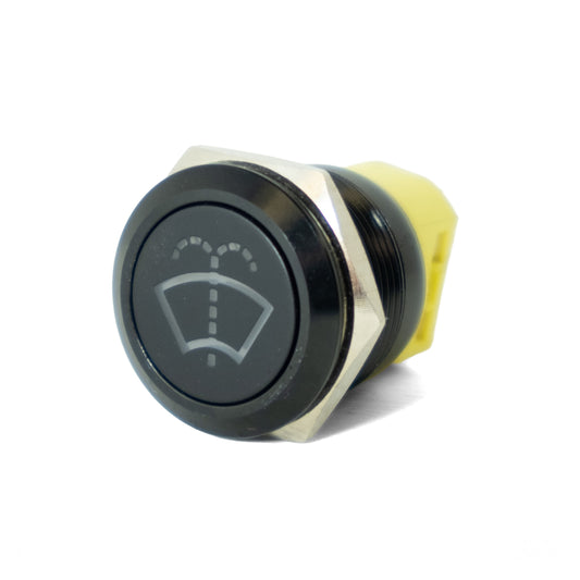 Push Button Round 22mm Windscreen Wash Switch Black Momentary