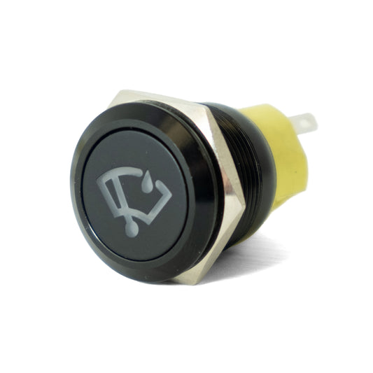 Push Button Round 22mm Windscreen Wipe Switch Black Latching