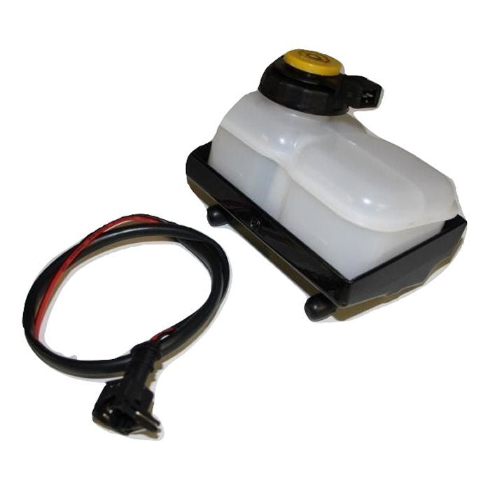 Universal Tandem Chamber Brake Fluid Reservoir With Low Level Indicator and Mounting Bracket