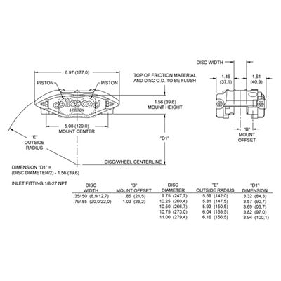 Wilwood Powerlite Brake Caliper Radial Mount 0.86" rota for Vented Discs (Each)