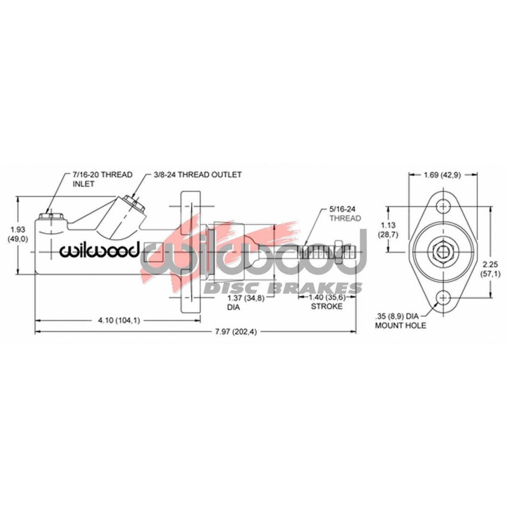 Wilwood Non Integral Master Cylinder - 0.625